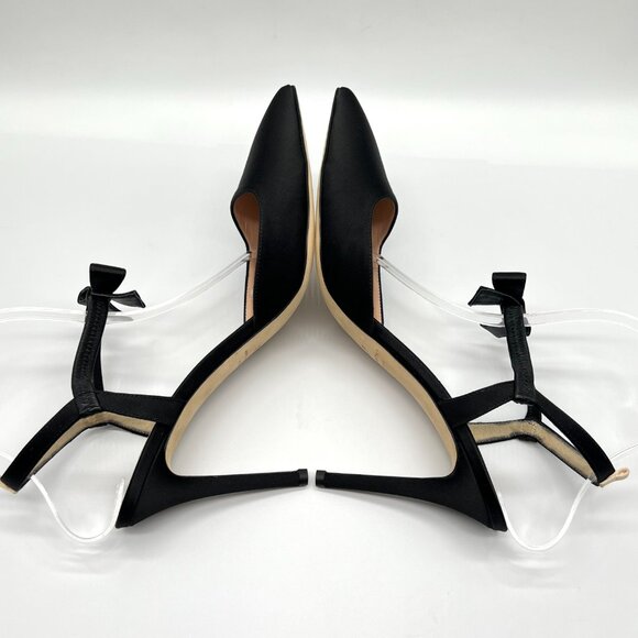 SJP Sarah Jessica Parker 42 EU 12 US Pola Black Point Toe Bow Heels Pumps Shoes - Picture 8 of 13